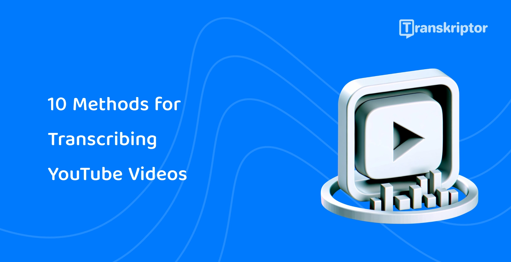 Play button and transcription visual illustrating methods for transcribing YouTube videos effectively.