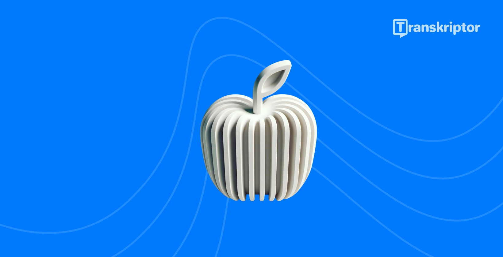 แอปเปิ้ลที่มีสไตล์พร้อมคลื่นเสียงแสดงถึงแอปการถอดเสียงอันดับต้น ๆ ที่มีให้สําหรับผู้ใช้ iPhone