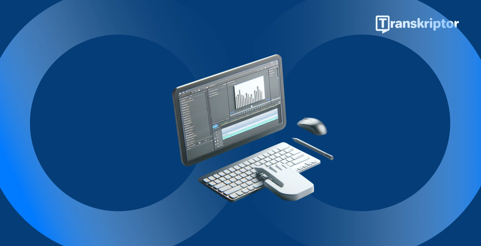 비디오에 캡션과 제목을 추가하기 위한 파형 및 텍스트 도구가 있는 모니터의 Shotcut 비디오 편집 소프트웨어.