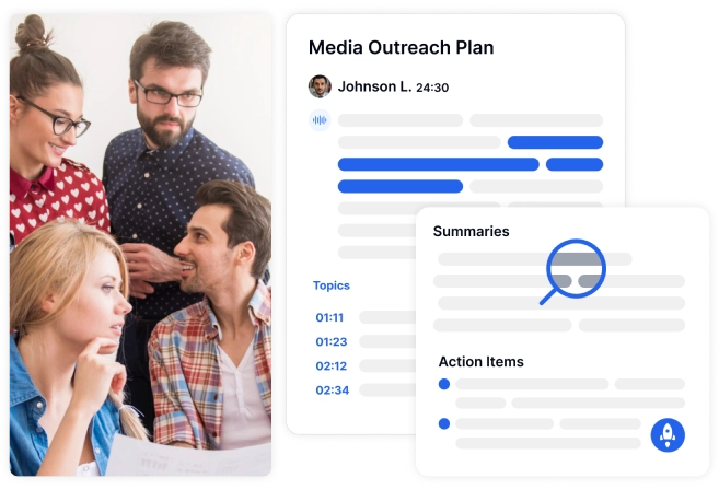 Ferramentas de transcrição sem esforço para profissionais de mídia, aumentando a precisão e a produtividade.