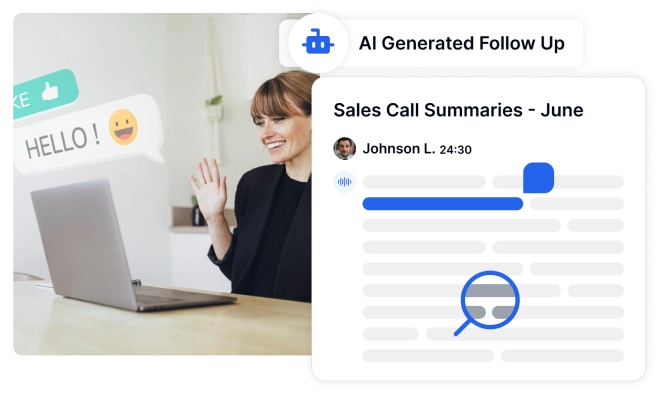 Obtenha precisão em cada acompanhamento de vendas com transcrições detalhadas e precisas.