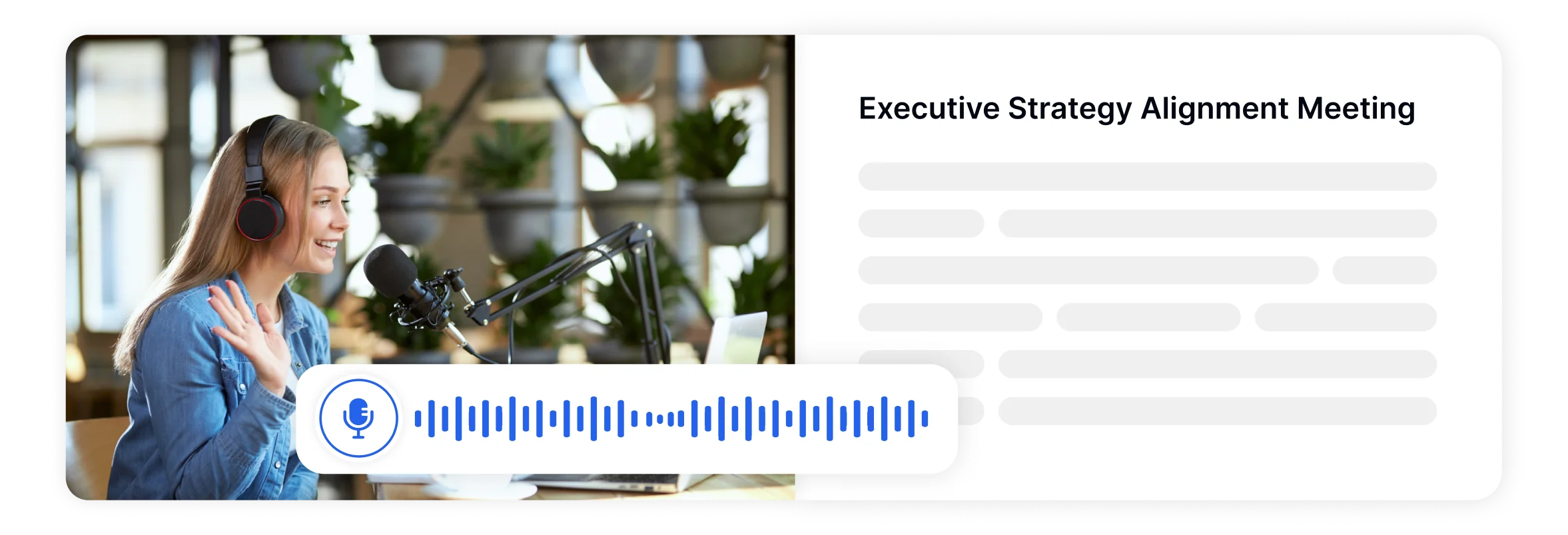 Interface de transcrição com IA garantindo alta precisão tanto na transcrição quanto na tradução.