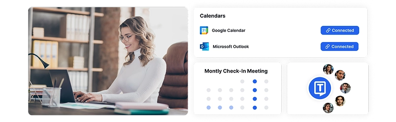 Gravação automática de reuniões com integração com o Google Calendar e o Microsoft Outlook para transcrição e anotações perfeitas.