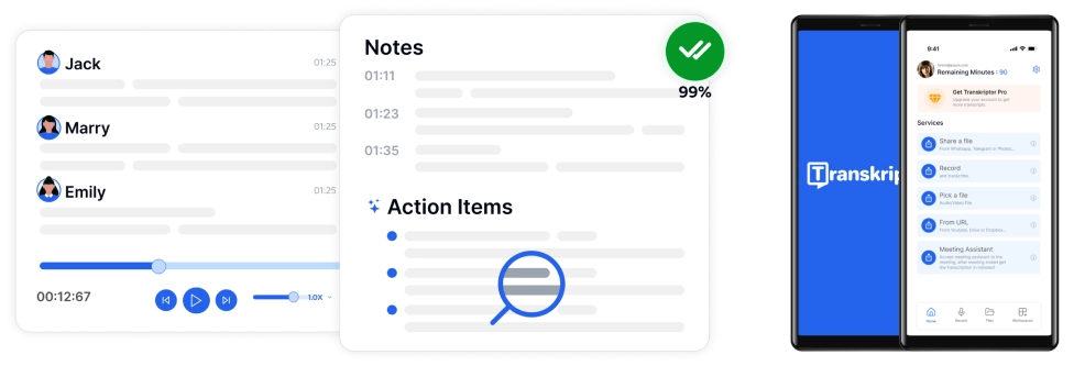 Um aplicativo de transcrição que utiliza AI avançada para transcrições fáceis e precisas no Android.