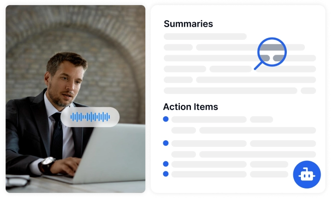 Obtenha itens de ação resumidos e pontos-chave das sessões de consultoria para um acompanhamento simplificado.