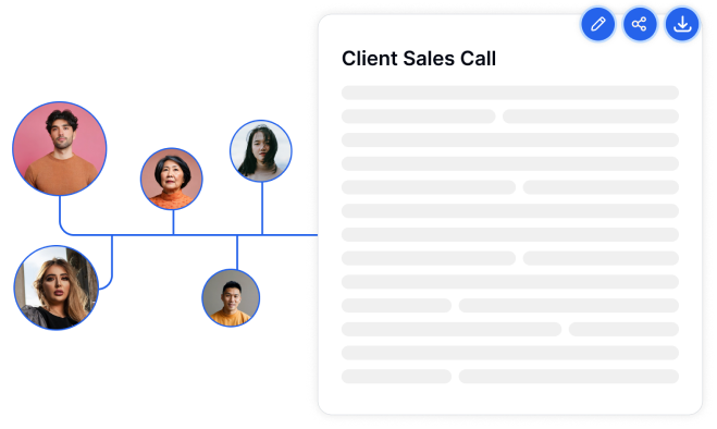 Simplifique o sucesso da sua equipe de vendas com transcrições e resumos baseados em AI.