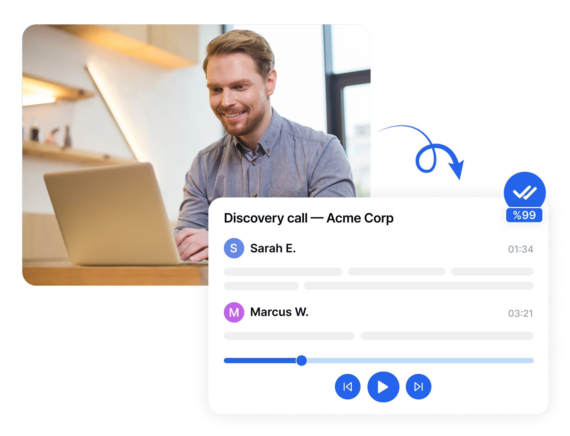 Transcrição de fala para texto com IA com alta precisão.