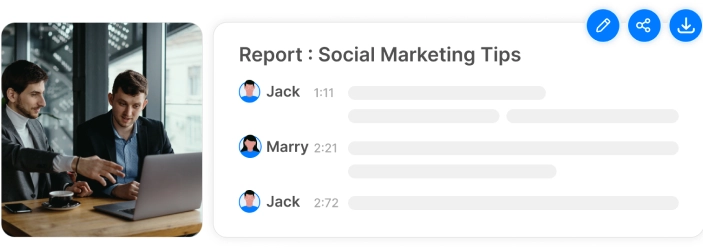 Uma opção para "Destaques com carimbo de data/hora" que fornece uma visão geral rápida dos principais momentos com carimbos de data/hora.