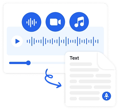 Interface demonstrando transcrição de áudio para texto.