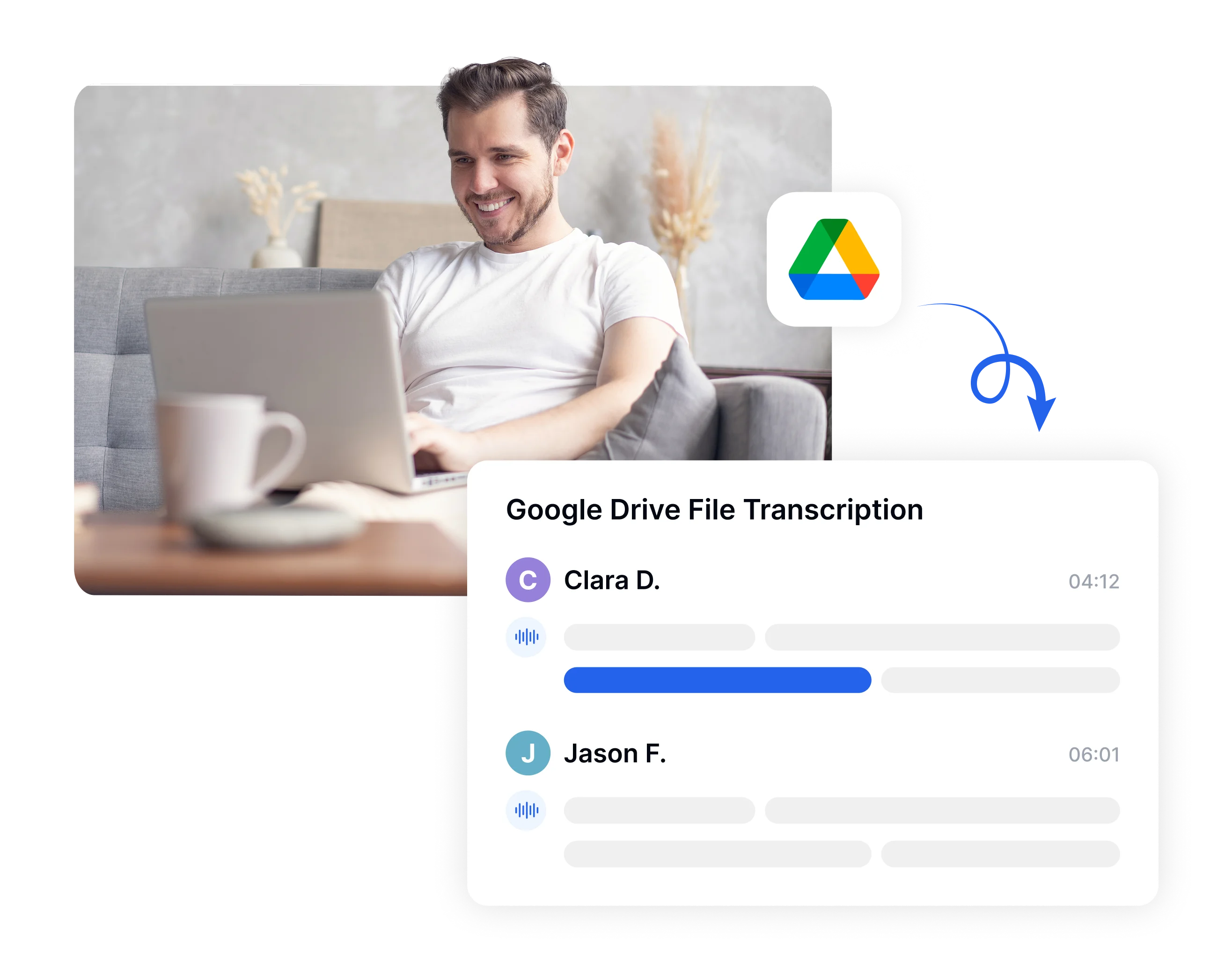 Browser-based audio transcription tool interface emphasizing ease of use and accuracy.