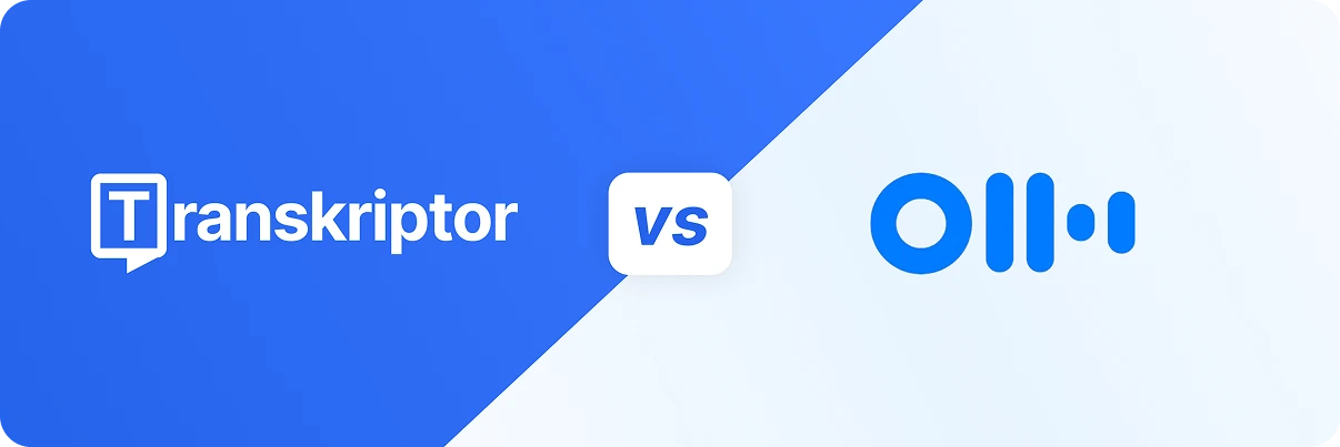 Gráfico de comparação Transkriptor vs Otter.ai.