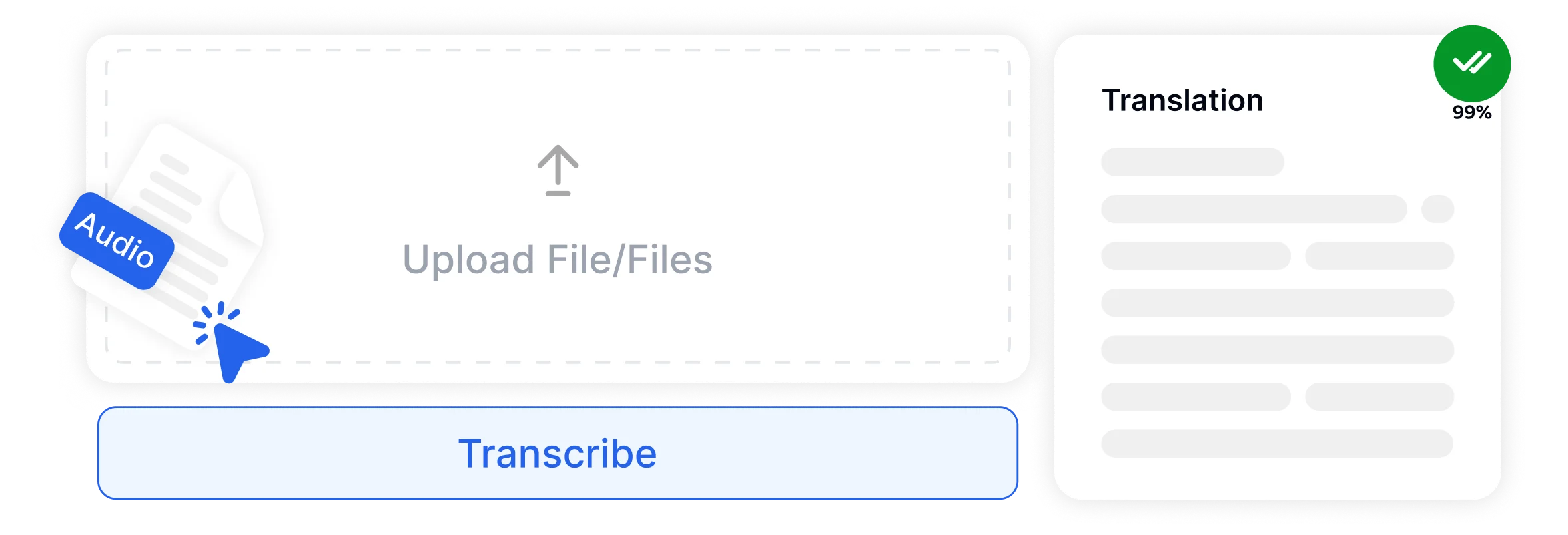 Uma interface intuitiva projetada para uma experiência de usuário perfeita durante tarefas de transcrição e tradução.