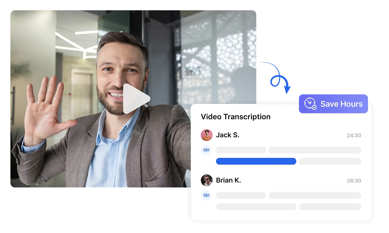 Transcrição de vídeo do Transkriptor com suporte a múltiplos formatos, com opções para upload a partir do dispositivo ou armazenamento na nuvem.