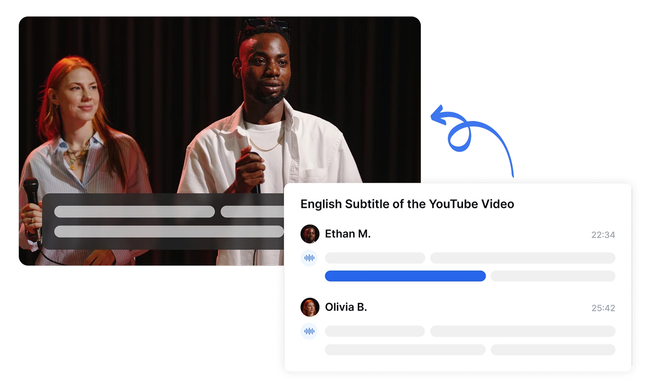 Ferramentas de edição para transcrições de vídeo permitindo colaboração segura em equipe com recursos avançados de modificação de texto pela Transkriptor.